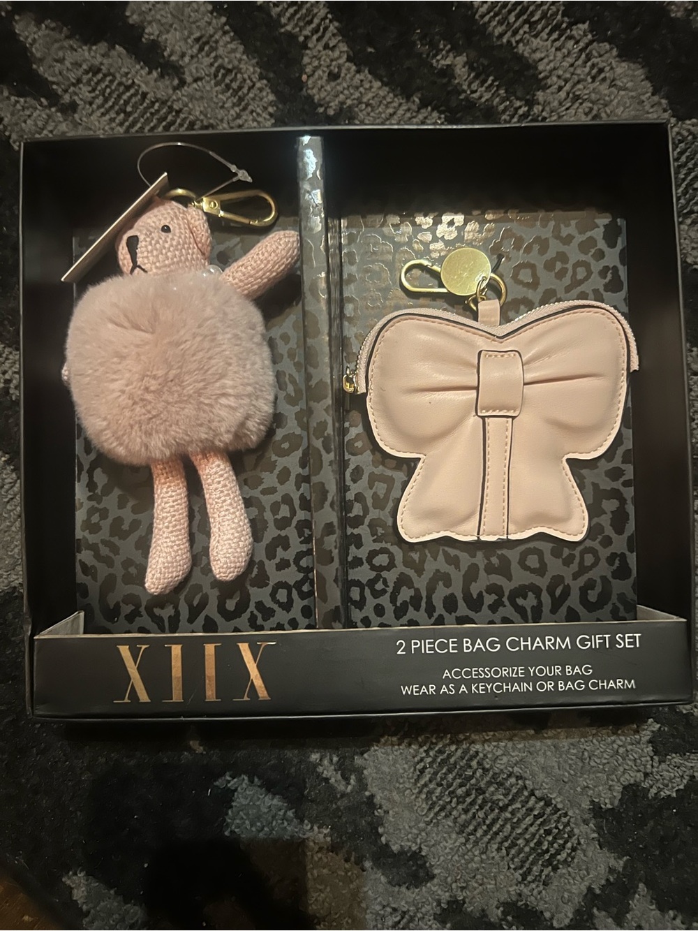 Collection XIIX Blush Pink Bow Coin Pouch & Bear Pom Keychain Set